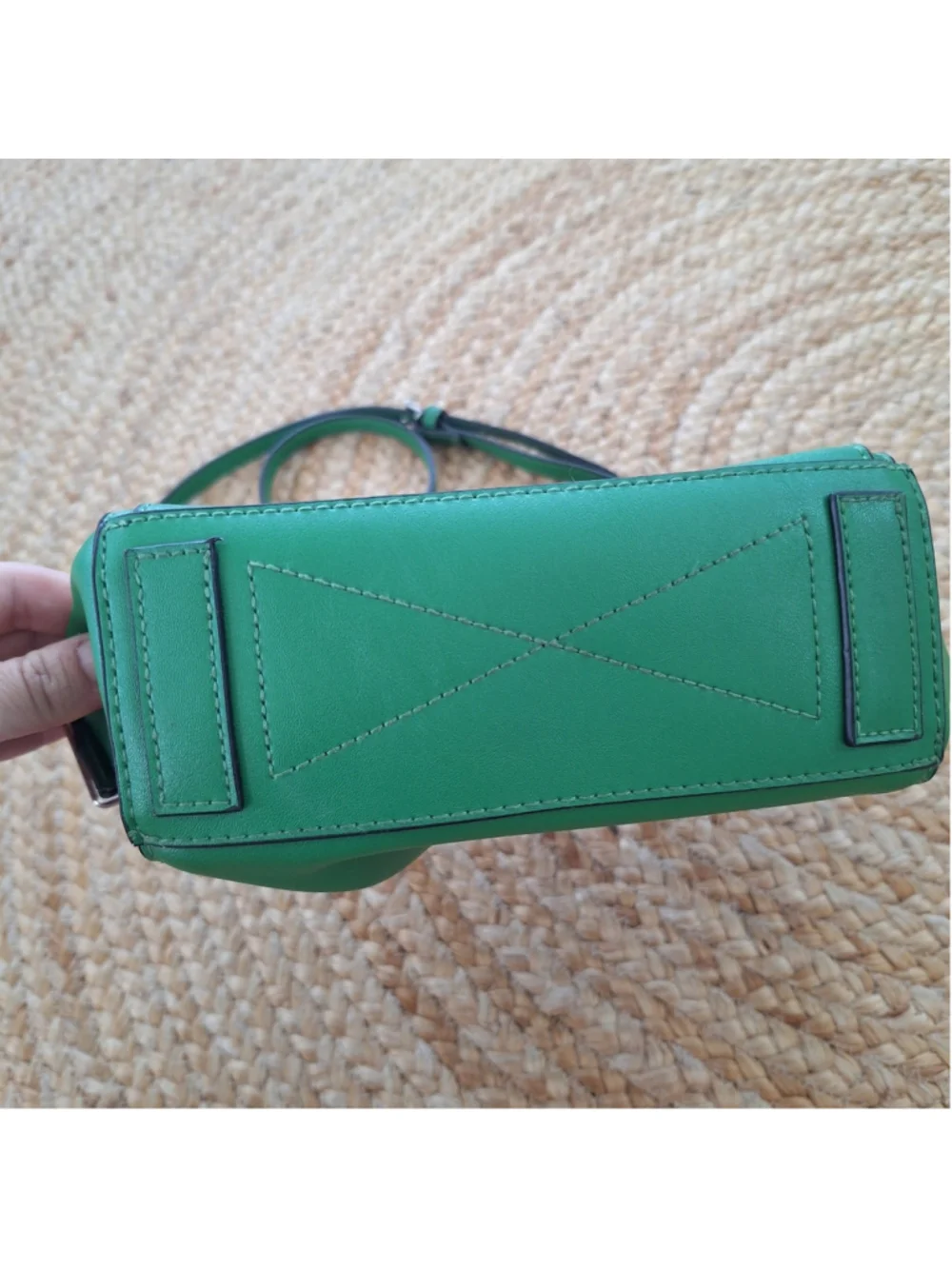 REED Satchel Purse Bag Kelly Green Double Handles Zip Closure Shoulder Strap